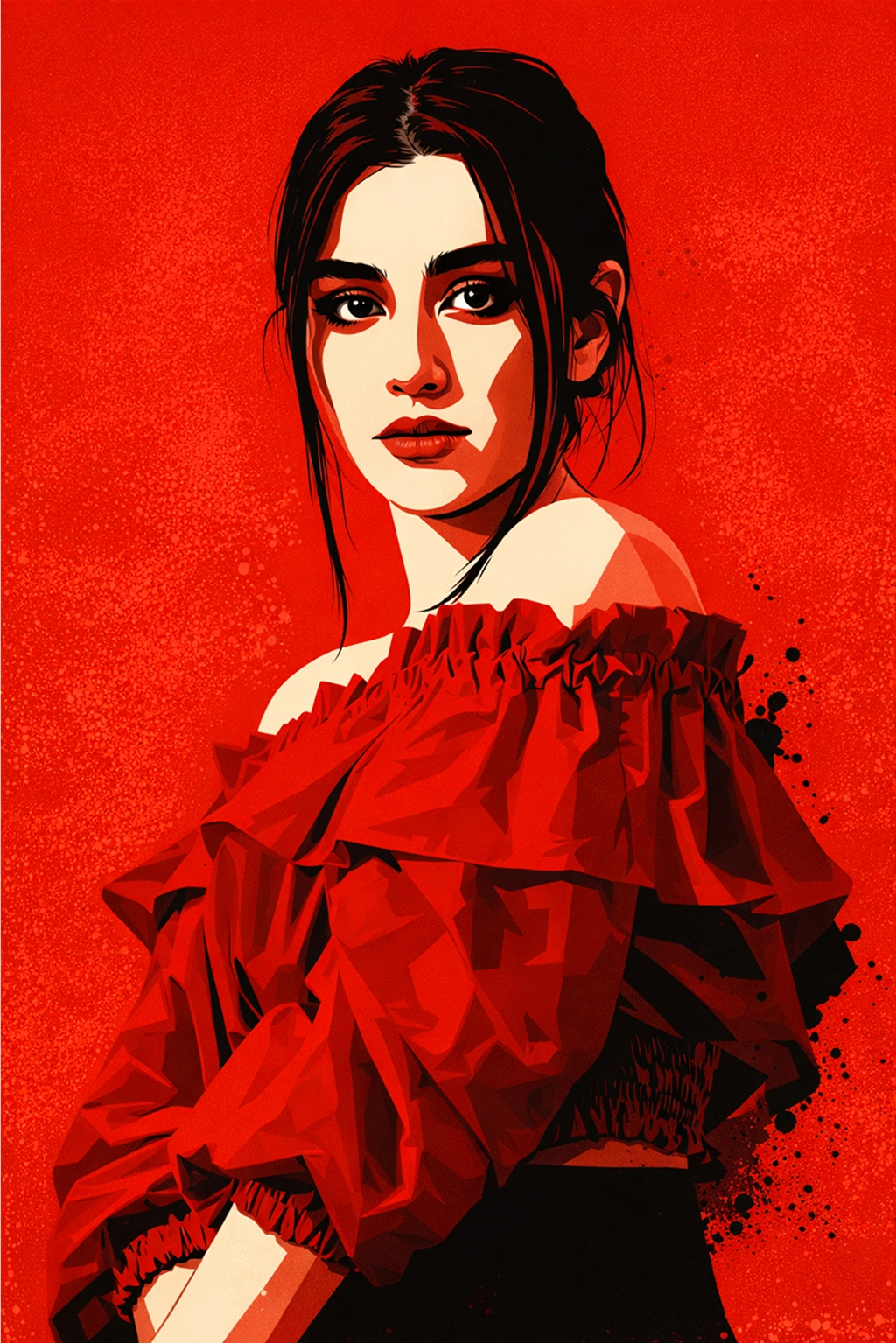Bold Red Monochrome Poster Portrait