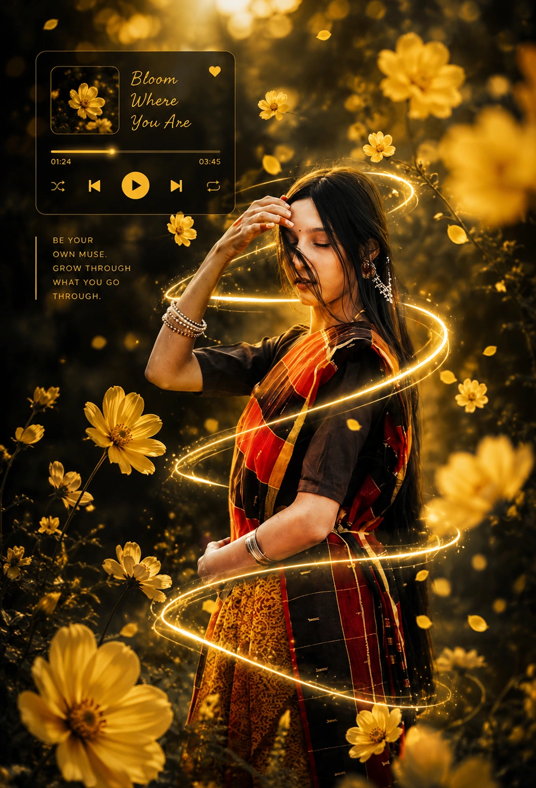Cinematic Floral Spiral Portrait Edit