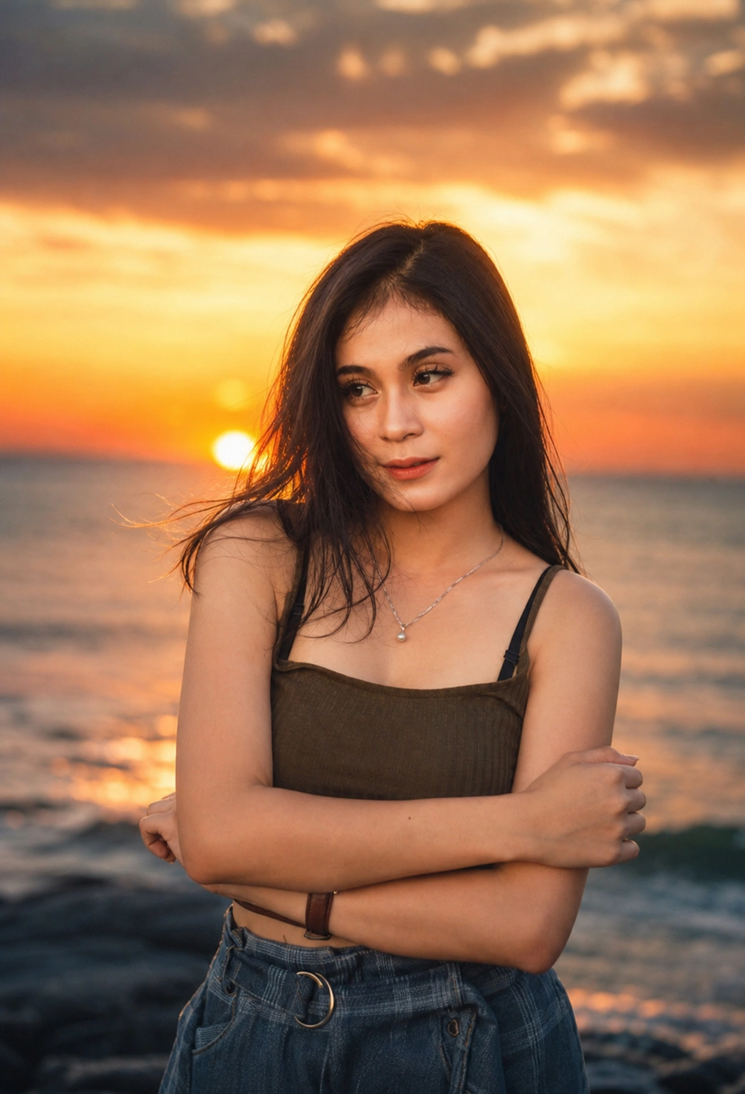 Cinematic Sunset Ocean Portrait