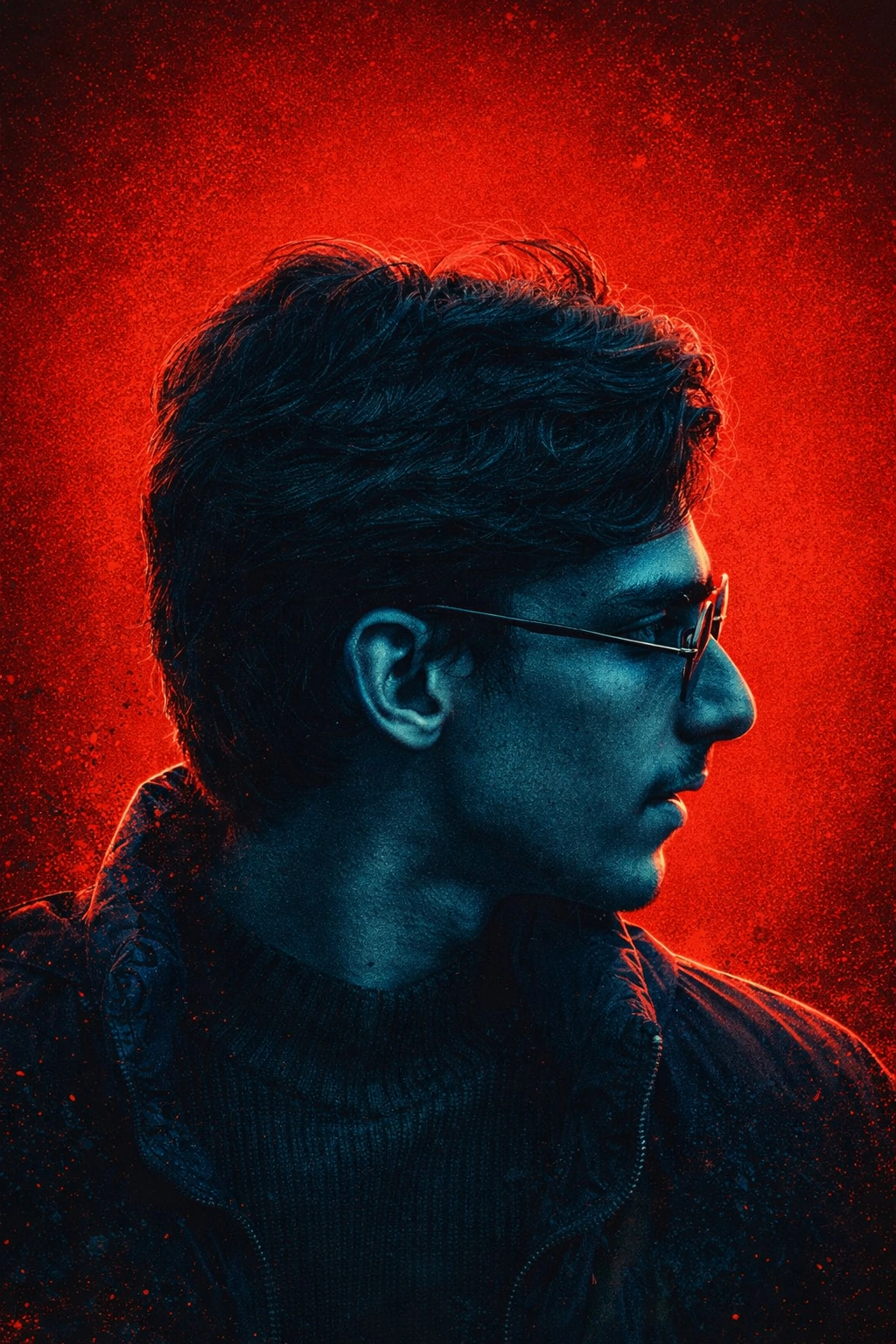 Cinematic Teal & Red Dual-Tone Portrait