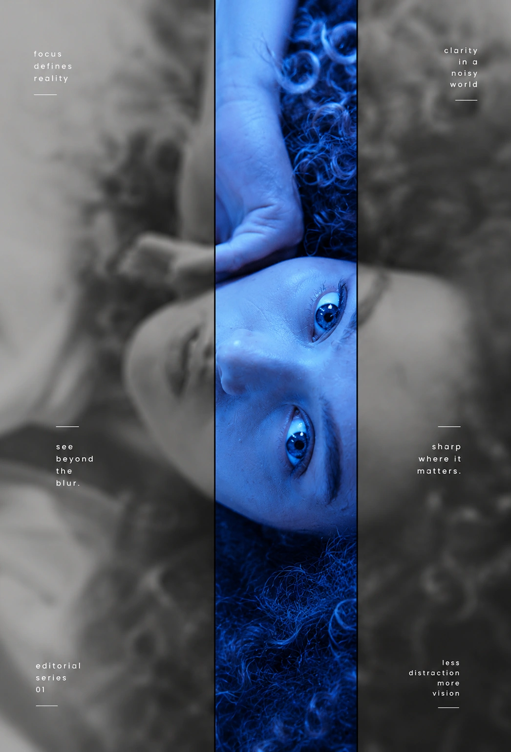 Experimental Blue Slit Editorial Portrait