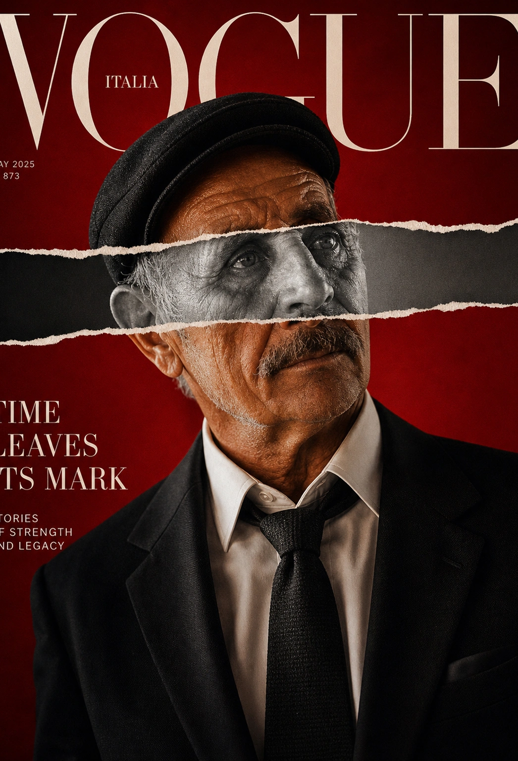 Luxury Editorial Torn-Paper Portrait
