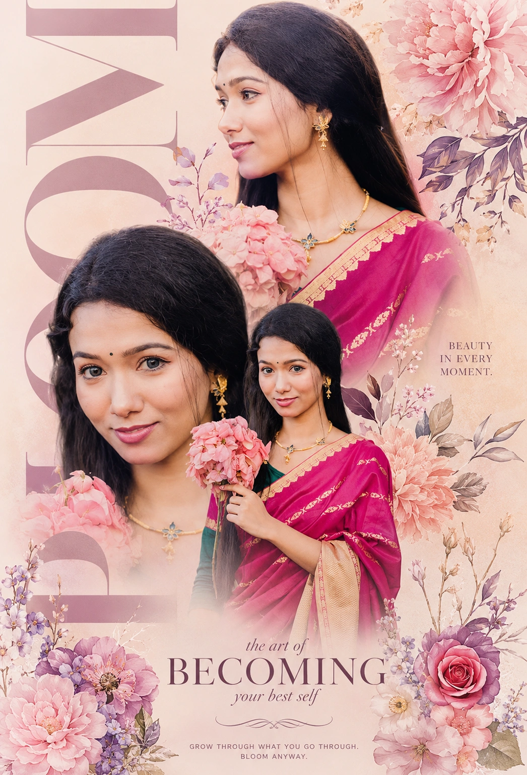 Feminine Editorial Floral Collage Poster