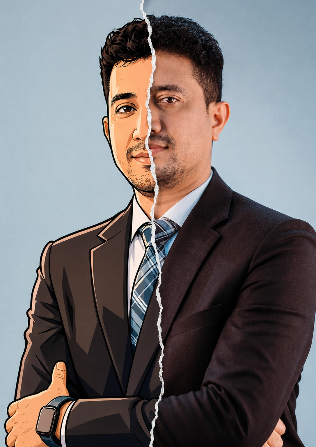 Half Cartoon Half Real Portrait