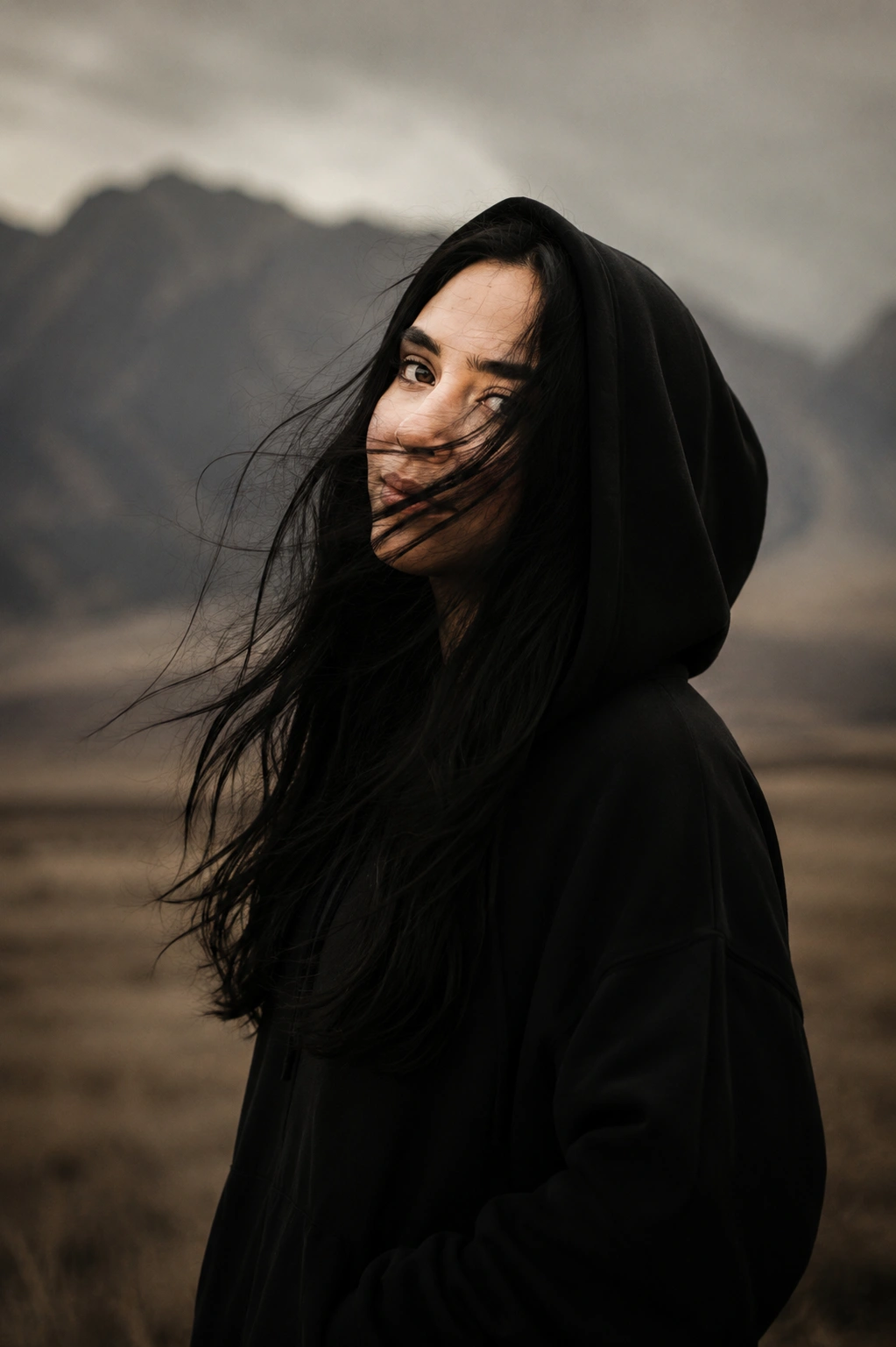 Mysterious Black Hoodie Editorial
