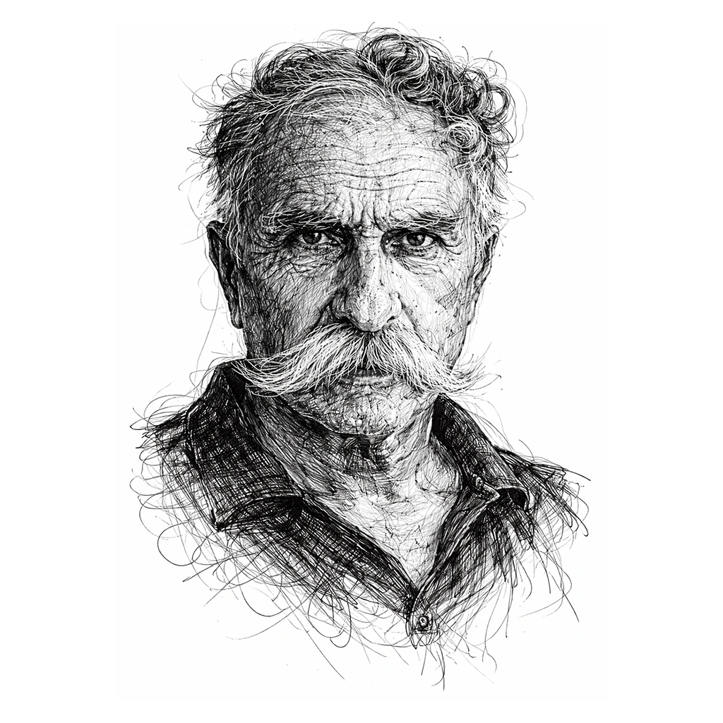 Raw Expressive Ink Portrait Sketch