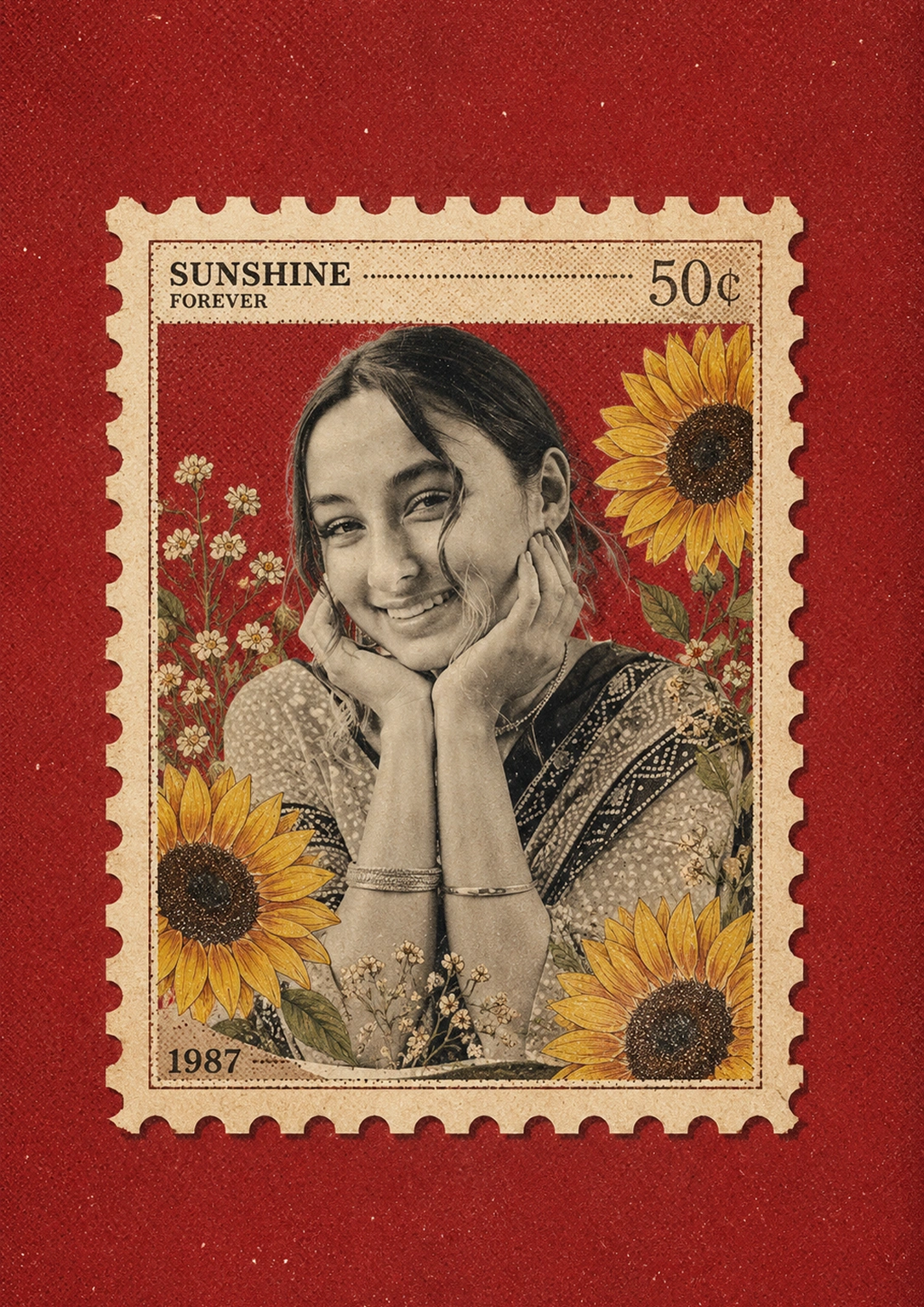 Vintage Postage Stamp Portrait
